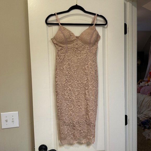 Lace Light Pink Cocktail Dress M - Picture 2 of 3